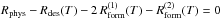 Mathematical equation: \hbox{$R_{\mathrm{phys}}-R_{\mathrm{des}}(T)-2\, R_{\mathrm{form}}^{(1)}(T)-R_{\mathrm{form}}^{(2)}(T)=0$}
