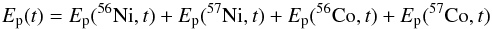 Mathematical equation: \begin{eqnarray*} E_\mathrm{p}(t)=E_\mathrm{p}(\nilvi,t)+E_\mathrm{p}(\nilvii,t)+E_\mathrm{p}(\colvi,t)+E_\mathrm{p}(\colvii,t) \end{eqnarray*}