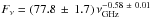 Mathematical equation: \hbox{$F_{\nu} = \left(77.8 \,\pm\, 1.7\right) \nu_{\mathrm{GHz}}^{-0.58 \, \,\pm \,\,0.01}$}