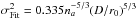 Mathematical equation: \hbox{$\sigma^2_{\rm Fit} = 0.335 n_{a}^{-5/3} ( {D}/{r_0} ) ^{5/3}$}