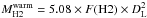 Mathematical equation: \hbox{$M_{\rm H2}^{\rm warm}= 5.08 \times F({\rm H}2) \times D_{\rm L}^2$}