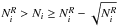 Mathematical equation: \hbox{$N^R_i > N_i \ge N^R_i - \sqrt{N^R_i}$}