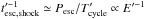 Mathematical equation: \hbox{$t'^{-1}_{\mathrm{esc,shock}} \simeq P_{\mathrm{esc}}/T'_{\mathrm{cycle}} \propto E'^{-1}$}