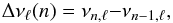 Mathematical equation: \begin{eqnarray} \label{indivsep} \Delta \nu_{\ell}(n)=\nu_{n,\ell}{-}\nu_{n-1,\ell}, \end{eqnarray}