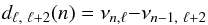 Mathematical equation: \begin{eqnarray} d_{\ell,\ \ell+2}(n)=\nu_{n,\ell}{-}\nu_{n-1,\ \ell+2} \end{eqnarray}