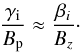Mathematical equation: \begin{equation} \frac{\gamma_{\rm i}}{B_{\rm p}}\approx \frac{\beta_{i}}{B_{z}}\cdot \end{equation}