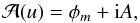 Mathematical equation: \begin{equation} {\cal A}(u) = \phi_{m} + {\rm i} A, \end{equation}