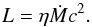Mathematical equation: \begin{equation} L = \eta \dot{M} c^2. \label{eq:L} \end{equation}