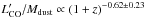 Mathematical equation: \hbox{$L'_{\rm CO}/M_{\rm dust} \propto (1+z)^{-0.62\pm0.23}$}