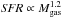 Mathematical equation: \hbox{${\it SFR} \propto M^{1.2}_{\rm gas}$}