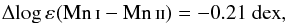 Mathematical equation: \begin{eqnarray*} \Delta\!\eps{}(\ion{Mn}{i} - \ion{Mn}{ii}) = -0.21~{\rm dex}, \end{eqnarray*}