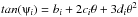 Mathematical equation: \hbox{$ tan(\psiup_{i})= b_i + 2c_i\theta + 3d_i\theta^2$}