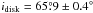 Mathematical equation: \hbox{$i_{\rm disk} = 65 \fdg9 \pm 0.4^\circ$}
