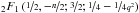 Mathematical equation: \hbox{${}_2F_1\left(\nicefrac{1}{2},-\nicefrac{n}{2};\nicefrac{3}{2};\nicefrac{1}{4}-\nicefrac{1}{4q^2}\right)$}