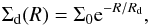 Mathematical equation: \appendix \setcounter{section}{2} \begin{eqnarray} \Sigma_{\rm d}(R)=\Sigma_0{\rm e}^{-R/R_{\rm d} }, \end{eqnarray}