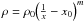Mathematical equation: \hbox{$\rho=\rho_0 \Bigl(\frac{1}{x}-x_0\Bigr)^m$}