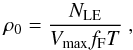 Mathematical equation: \begin{equation} \label{rate1} \rho_0=\frac{N_{\rm LE}}{V_{\rm max} f_{\rm F} T}\ , \end{equation}