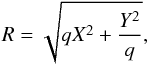 \begin{equation} R =\sqrt{qX^2+{Y^2\over q}}, \label{eqn:equiv_radius} \end{equation}