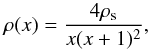 \begin{equation} \rho(x) = \frac{{4}\rho_{\rm s}}{x (x+1)^2}, \end{equation}