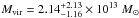 \hbox{$M_{\rm vir}=2.14^{+2.13}_{-1.16}\times 10^{13}~M_\odot$}