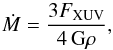 \begin{equation} \label{eq:massloss} \dot M=\frac{3 F_{\rm XUV}}{4\, {\rm G} \rho}, \end{equation}