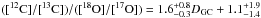 \hbox{$(\cratiom)/(\oratiom) = 1.6\unc{-0.3}{+0.8} \dgc+ 1.1\unc{-1.4}{+1.9}$}