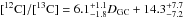 \hbox{$\cratiom = 6.1\unc{-1.8}{+1.1} \dgc+ 14.3\unc{-7.2}{+7.7}$}