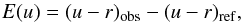 \begin{equation} \label{eqn:uv_exc_ur} E(u) = (u-r)_{\rm obs} - (u-r)_{\rm ref}, \end{equation}