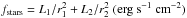 \hbox{$f_{\rm stars} = L_1/r_1^2 + L_2/r_2^2 \;({\rm erg~s^{-1}~cm^{-2}})$}