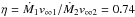 \hbox{$\eta = \dot{M}_{1} v_{\infty 1}/\dot{M}_2 v_{\infty 2} = 0.74$}