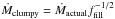 \hbox{$\dot{M}_{\rm clumpy} = \dot{M}_{\rm actual} f_{\rm fill}^{-1/2}$}