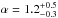 \hbox{$\alpha=1.2^{+0.5}_{-0.3}$}