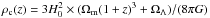 \hbox{$\rho_{\rm c}(z) = 3 H_0^2 \times (\Omega_{\rm m}(1+z)^3+\Omega_\Lambda)/(8 \pi G)$}