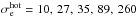 \hbox{$\sigma^\mathrm{hot}_\mathrm{e} = 10,\,27,\,35,\,89,\,260$}