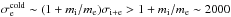 \hbox{$\sigma_\mathrm{e}^\mathrm{cold} \sim (1+m_\mathrm{i}/m_\mathrm{e})\sigma_{\mathrm{i}+\mathrm{e}} > 1+m_\mathrm{i}/m_\mathrm{e} \sim 2000$}