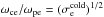\hbox{$\omega_\mathrm{ce}/\omega_\mathrm{pe} = (\sigma^\mathrm{cold}_\mathrm{e})^{1/2}$}