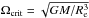 \hbox{$\Omega_{\mathrm{crit}}=\sqrt{GM/R_{\rm e}^{3}}$}