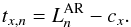 \begin{equation} t_{x,n}=L^{\rm AR}_{n} - c_{x}. \end{equation}