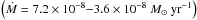 \hbox{$\left(\mdot=7.2\times10^{-8}{-}3.6\times10^{-8}~\mdotu\right)$}