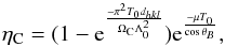\begin{equation} \label{eq:refc} \eta_{\rm C} = (1-{\rm e}^{\frac{-\pi^2T_0d_{hkl}}{\Omega_{\rm C}\Lambda^2_0}}){\rm e}^{\frac{-\mu T_0}{\cos \theta _B}}, \end{equation}