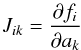 \appendix \setcounter{section}{1} \begin{eqnarray} J_{ik}=\frac{\partial f_i}{\partial a_k} \end{eqnarray}