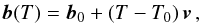 \begin{eqnarray} \label{eq:classical-equation-motion} \vec{b}(T)=\vec{b}_0+(T-T_0)\,\vec{v}\,, \end{eqnarray}