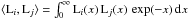 \hbox{$\langle \mathrm{L}_i, \mathrm{L}_j \rangle = \int_0^{\infty} \mathrm{L}_i(x) \, \mathrm{L}_j(x) \, \exp(-x) \, \mathrm{d}x$}