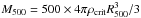 Mathematical equation: \hbox{$M_{500}=500 \times 4\pi \rho_\mathrm{crit} R_{500}^3/3$}