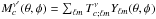 Mathematical equation: \hbox{$M_c^{\nu'}(\theta,\phi) = \sum_{\ell m}T_{c;\ell m}^\nu Y_{\ell m}(\theta,\phi)$}