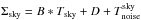 Mathematical equation: \hbox{$\Sigma_\mathrm{sky} = B * T_\mathrm{sky} + D + T^\mathrm{sky}_\mathrm{noise}$}