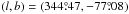 Mathematical equation: \hbox{$(l, b) = (344\pdeg47, -77\pdeg08)$}