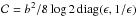 Mathematical equation: \hbox{$\mathcal{C}=b^2/8\log2\,\mathrm{diag}(\epsilon, 1/\epsilon)$}