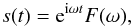 Mathematical equation: \appendix \setcounter{section}{1} \begin{equation} \label{bol_out} s(t)={\rm e}^{{\rm i}\omega t}F(\omega), \end{equation}