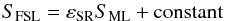 Mathematical equation: \appendix \setcounter{section}{1} \begin{equation} S_{\mathrm{FSL}}= \varepsilon_{\mathrm{SR}}S_{\mathrm{ML}} + \mathrm{constant} \end{equation}